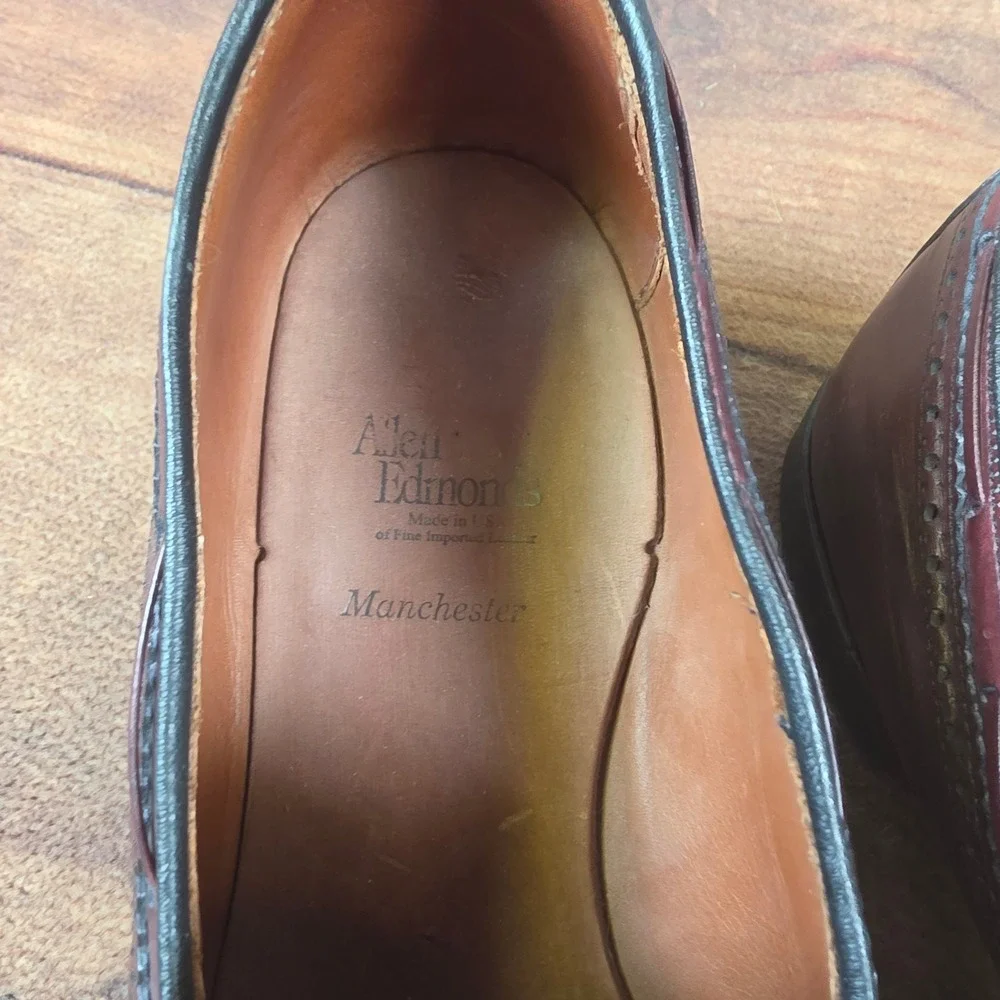 Allen Edmonds Manchester Loafers Men 12 Burgundy Good Wingtip Tassel Dress Shoes